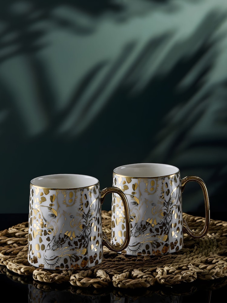 BIA International Set of 2 Gold Giraffe Animal Mugs - Image 1 of 3 BIA International Set of 2 Gold Giraffe Animal Mugs - Image 1 of 3