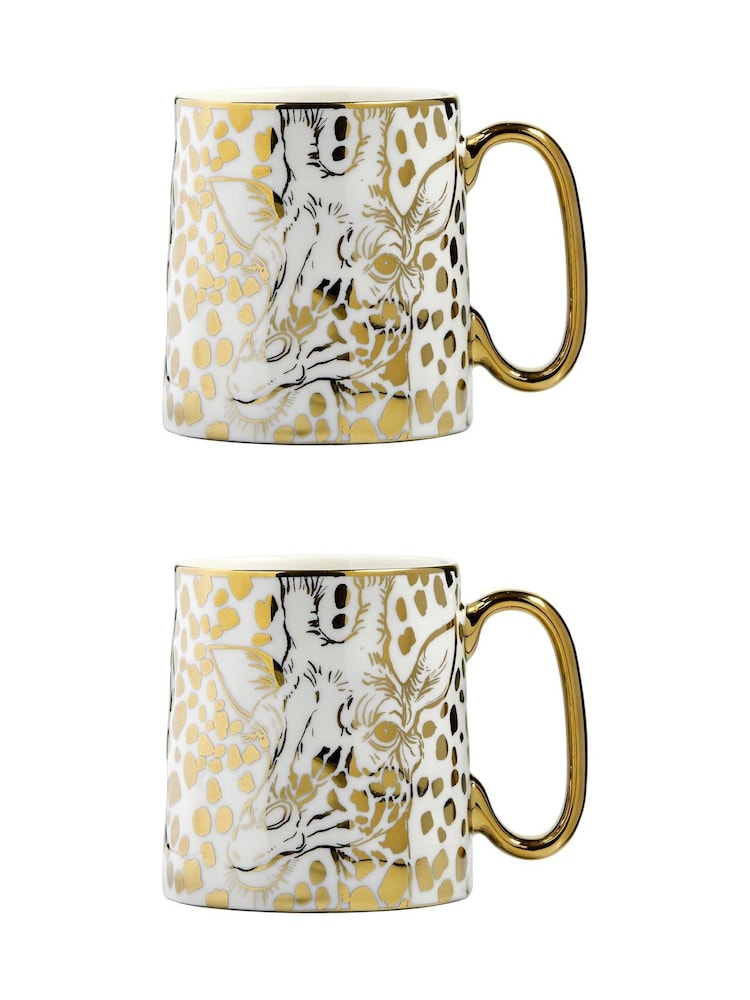 BIA International Set of 2 Gold Giraffe Animal Mugs - Image 2 of 3 BIA International Set of 2 Gold Giraffe Animal Mugs - Image 2 of 3