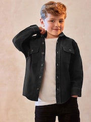 Black Plain 100% Cotton Overshirt (3-16yrs) - Image 1 of 6