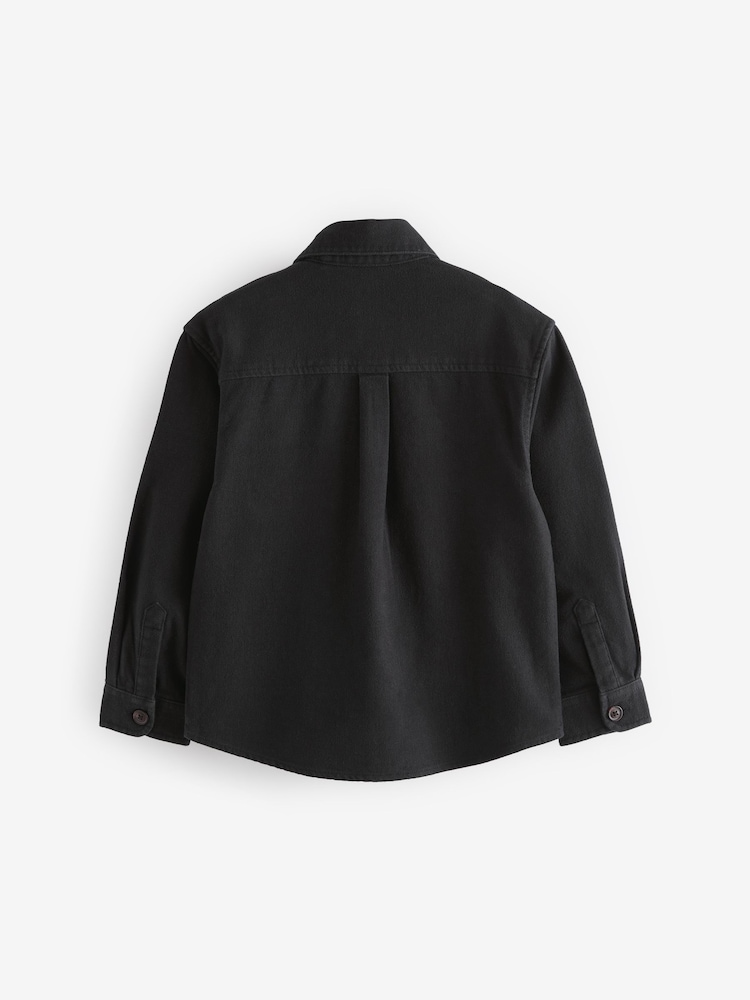 Black Plain 100% Cotton Overshirt (3-16yrs) - Image 5 of 6