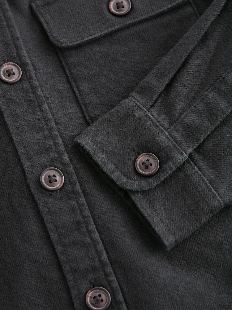 Black Plain 100% Cotton Overshirt (3-16yrs) - Image 6 of 6