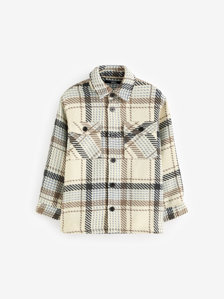 Neutral Brushed Check Overshirt (3-16yrs) - Image 1 of 3