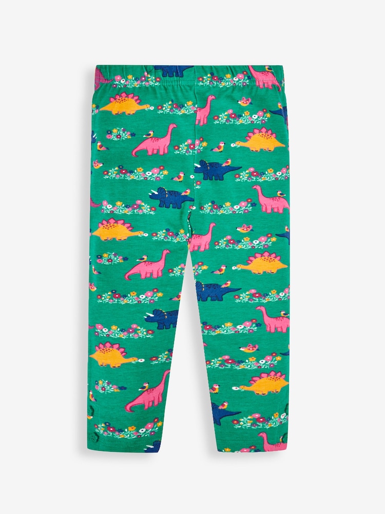 JoJo Maman Bébé Green Dino & Purple Girls' 2-Pack Leggings - Image 2 of 5