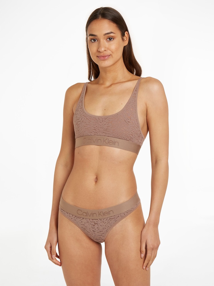 Calvin Klein Brown Intrinsic Lace Thong - Image 1 of 4