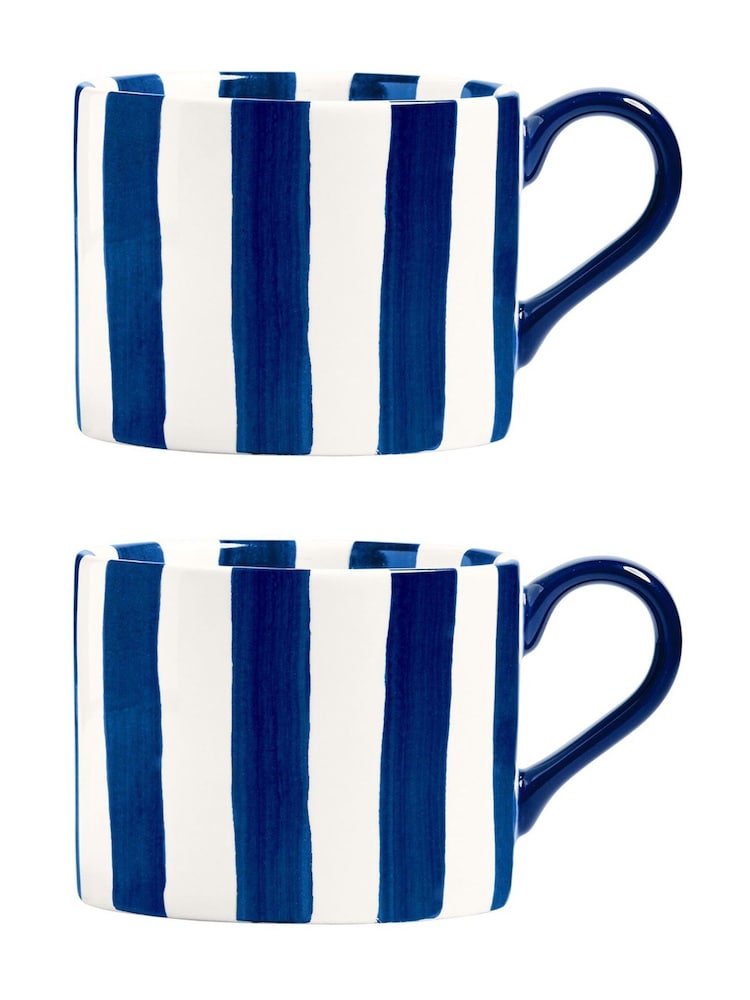 BIA International Set of 2 Blue Stripe Mugs - Image 2 of 3 BIA International Set of 2 Blue Stripe Mugs - Image 2 of 3