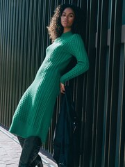 Dusk Green Cable Knit Stretch Midi Jumper Dress - Image 3 of 5