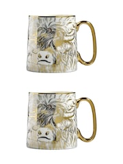 BIA International Set of 2 Gold Highland CowAnimal Mugs - Image 2 of 3