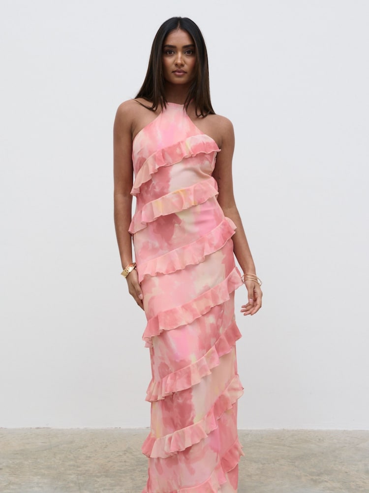 Pretty Lavish Dusky Rose Watercolour Katy Maxi Dress - Image 1 of 5