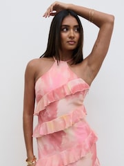 Pretty Lavish Dusky Rose Watercolour Katy Maxi Dress - Image 4 of 5