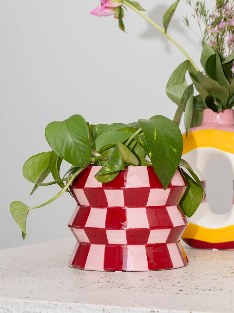 Que Rico Multicoloured Teodora Crazy Squares Plant Pot - Image 1 of 3