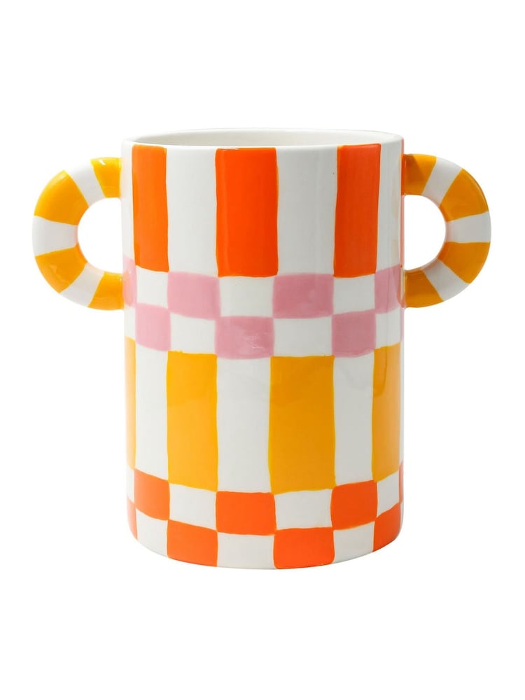 Que Rico Multicoloured Ricardo Chiller Squares & Stripes Vase/Wine - Image 2 of 3