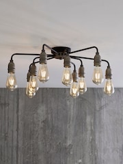 Black Brooklyn 9 Light Flush Ceiling Light - Image 1 of 7