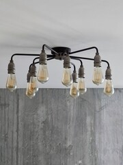 Black Brooklyn 9 Light Flush Ceiling Light - Image 2 of 7