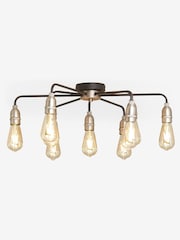 Black Brooklyn 9 Light Flush Ceiling Light - Image 4 of 7