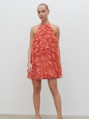 Pretty Lavish Dusky Rose Kelsey Halter Ruffle Mini Dress - Image 1 of 5