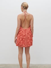 Pretty Lavish Dusky Rose Kelsey Halter Ruffle Mini Dress - Image 3 of 5