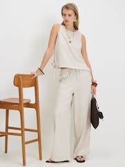 River Island Natural Linen Blend Trousers - Image 1 of 4