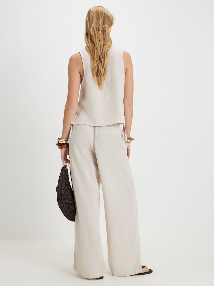 River Island Natural Linen Blend Trousers - Image 2 of 4
