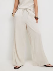 River Island Natural Linen Blend Trousers - Image 3 of 4