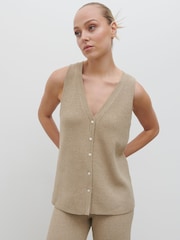 Pretty Lavish Taupe Kourtney Knit Waistcoat - Image 1 of 4