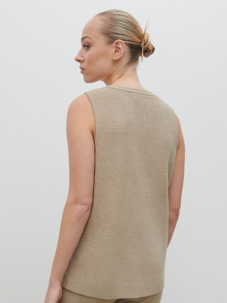 Pretty Lavish Taupe Kourtney Knit Waistcoat - Image 4 of 4