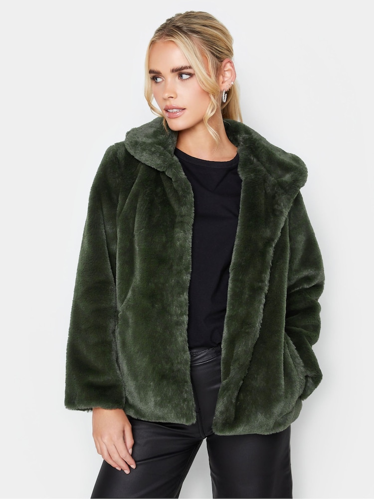 PixieGirl Petite Green Plush Faux Fur Coat - Image 1 of 4