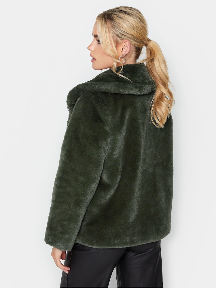 PixieGirl Petite Green Plush Faux Fur Coat - Image 2 of 4