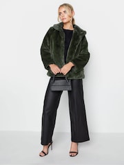 PixieGirl Petite Green Plush Faux Fur Coat - Image 3 of 4