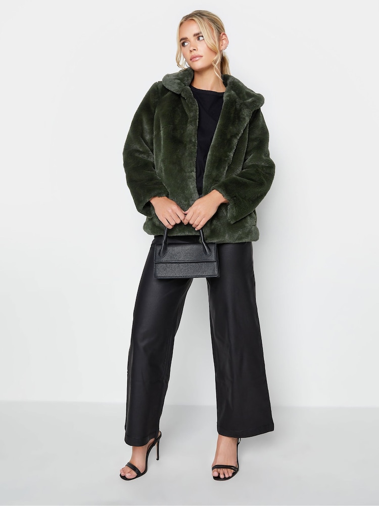 PixieGirl Petite Green Plush Faux Fur Coat - Image 3 of 4