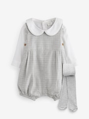 Grey Checked Smart Baby Romper, Bodysuit And Tights 3 Piece Set (0mths-2yrs) - Image 1 of 6