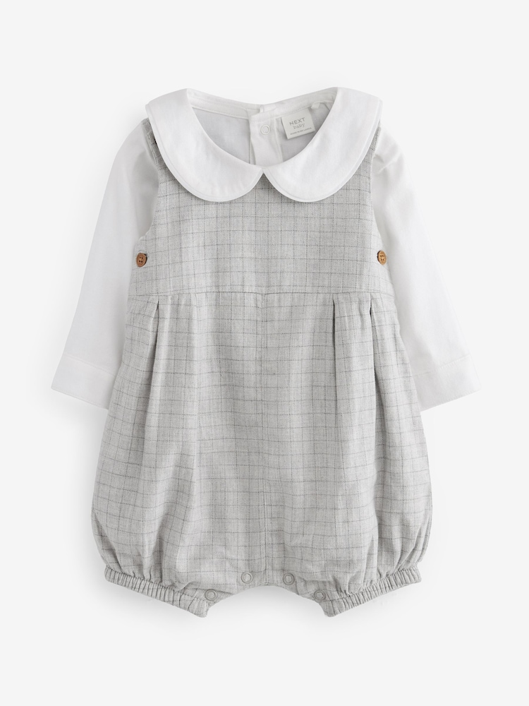 Grey Checked Smart Baby Romper, Bodysuit And Tights 3 Piece Set (0mths-2yrs) - Image 2 of 6