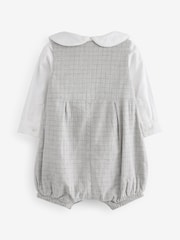 Grey Checked Smart Baby Romper, Bodysuit And Tights 3 Piece Set (0mths-2yrs) - Image 3 of 6