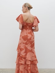 Pretty Lavish Dusky Rose Abstract Palm Print Florence Cut Out Maxi Dress - Image 3 of 6
