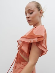 Pretty Lavish Dusky Rose Abstract Palm Print Florence Cut Out Maxi Dress - Image 5 of 6