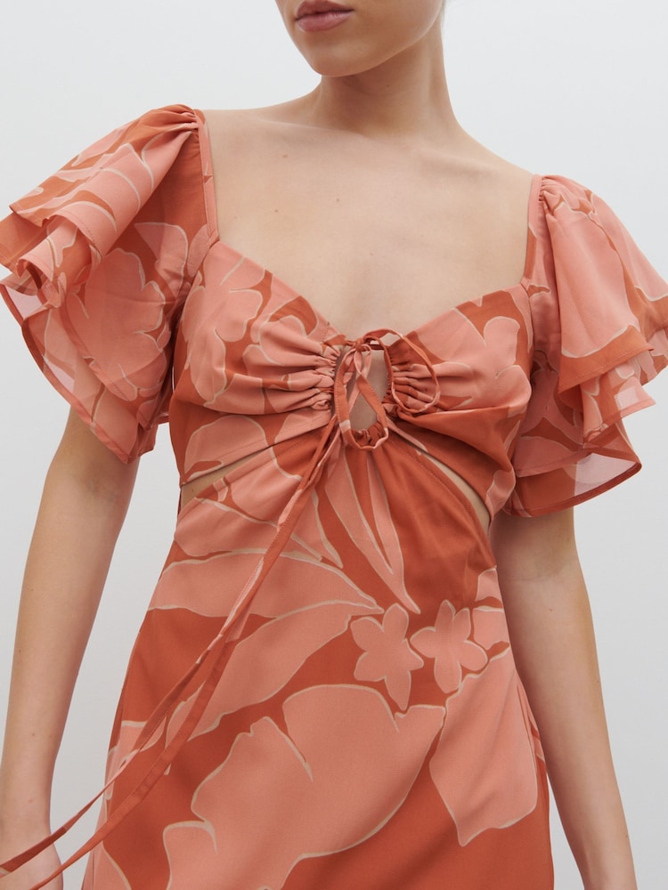 Pretty Lavish Dusky Rose Abstract Palm Print Florence Cut Out Maxi Dress - Image 6 of 6 Pretty Lavish Dusky Rose Abstract Palm Print Florence Cut Out Maxi Dress - Image 6 of 6