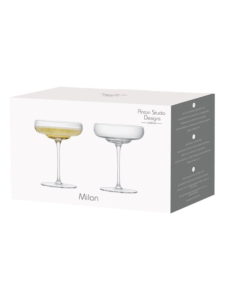 Anton Studio Designs Set of 2 Clear Milan Coupe Glasses - Image 6 of 6 Anton Studio Designs Set of 2 Clear Milan Coupe Glasses - Image 6 of 6