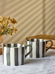BIA International Set of 2 Grey Stripe Mugs - Image 1 of 3
