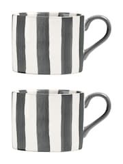 BIA International Set of 2 Grey Stripe Mugs - Image 2 of 3