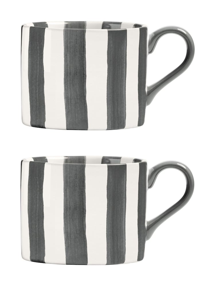 BIA International Set of 2 Grey Stripe Mugs - Image 2 of 3 BIA International Set of 2 Grey Stripe Mugs - Image 2 of 3