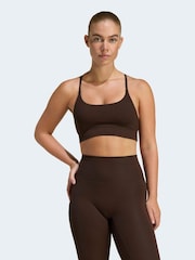 adidas Brown All Me Light Support Rib Bra Long Line Bra - Image 1 of 8