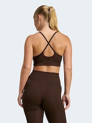 adidas Brown All Me Light Support Rib Bra Long Line Bra - Image 2 of 8