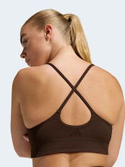 adidas Brown All Me Light Support Rib Bra Long Line Bra - Image 5 of 8