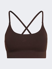 adidas Brown All Me Light Support Rib Bra Long Line Bra - Image 7 of 8