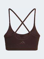 adidas Brown All Me Light Support Rib Bra Long Line Bra - Image 8 of 8