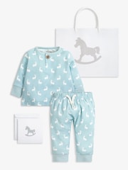 The Little Tailor Baby 2 Piece Jersey Bunny Print 100% Cotton Gift Set - Image 1 of 9