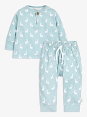 The Little Tailor Baby 2 Piece Jersey Bunny Print 100% Cotton Gift Set - Image 2 of 9
