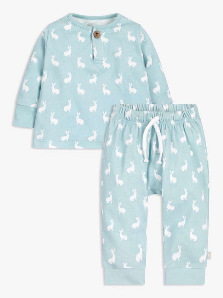 The Little Tailor Baby 2 Piece Jersey Bunny Print 100% Cotton Gift Set - Image 2 of 9