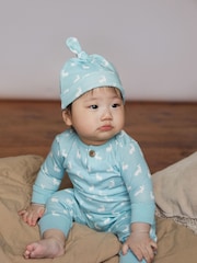 The Little Tailor Baby 2 Piece Jersey Bunny Print 100% Cotton Gift Set - Image 7 of 9