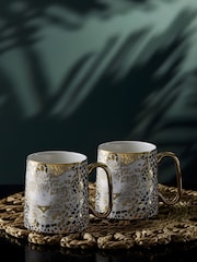 BIA International Set of 2 Gold Leopard Animal Mugs - Image 1 of 3