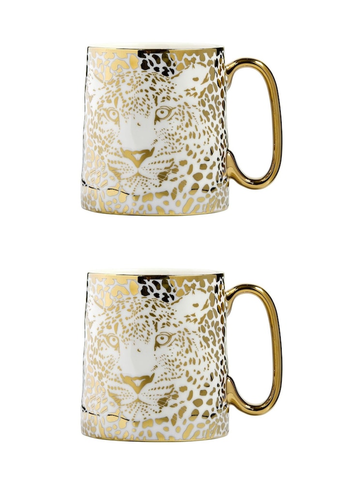 BIA International Set of 2 Gold Leopard Animal Mugs - Image 2 of 3 BIA International Set of 2 Gold Leopard Animal Mugs - Image 2 of 3